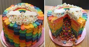 Rainbow Cake With Petal Icing And Smartie Surprise Someone S Mum gambar png