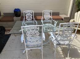 White Patio Set 4 Chairs And Glass