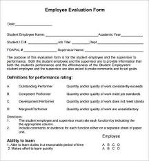 Employee Evaluation Examples Employee Evaluation Form