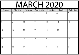 March 2020 Calendar Monthly Calendar Template Calendar