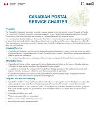canadian postal service charter