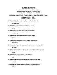 This post was created by a member of the buzzfeed community.you can join. Current Events 2016 Presidential Candidates And Election Quiz Tpt