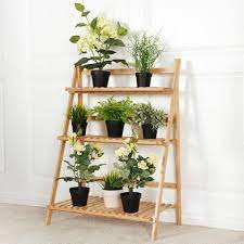 Bamboo Ladder Plant Stand 3 Tier