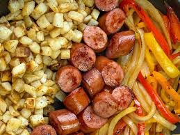 smoked sausage peppers onions