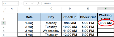 difference between two times in excel