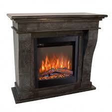 Black Natural Stone Electric Fireplace