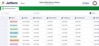 daily attendance sheet template