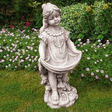 Girl Holding Dress Garden Statue