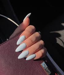 Huge savings for pointed acrylic nail tips. Nails Almond Lightblue Acrylicnailsalmond Almond Acrylic Nails Fake Nails Almond Nail Art