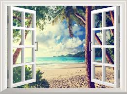Beach Theme Wall Sticker 3d Window View