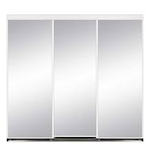 108 In X 80 In Aluminum Framed Mirror Interior Closet Sliding Door With White Trim