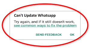 how to fix can t update whatsapp error