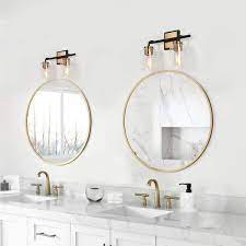 Zevni 13 In 2 Light Brass Gold Bathroom Vanity Light Black Wall Sconce For Mirrors Clear Glass Modern Bath Lighting