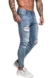 Mens Blue Ripped Skinny Jeans