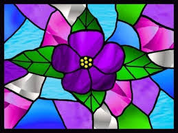 flower stain glass window 3d and cg