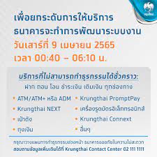 รัฐบาลไทย-ข่าวทำเนียบรัฐบาล-ธนาคารกรุงไทยพัฒนาระบบงาน  เพื่อยกระดับการให้บริการ 9 เม.ย. เวลา 00.40 - 06.10 น.