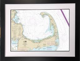 Framed Cape Cod Bay Nautical Chart