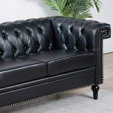 Faux Leather Pu 3 Seater Straight Sofa