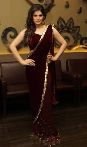 20.anushka sharma wore a black and pink. Shaliniboutique Ideal Velvet Maroon And Net Zareen Khan Saree For Bridal Saree Designs Maroon Saree Stylish Sarees