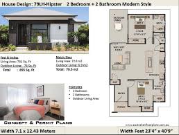 2 Bedroom House Plan No 79 Hipster