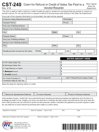 Form Cst 240 Download Printable Pdf Claim For Refund Or