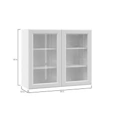 Hampton Bay Designer Series Elgin Assembled 36x30x12 In Wall Kitchen Cabinet With Glass Doors In White