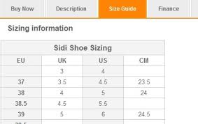 Sidi Boot Size Chart Www Bedowntowndaytona Com