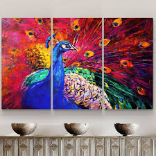 Large Peacock Wall Art Colorful Birds