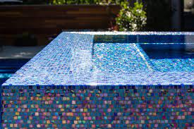 Iridescent Glass Tile Spa Detail