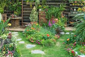 Landscaped Backyard Flower Garden Of