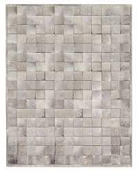 south american cowhide tile rug grey