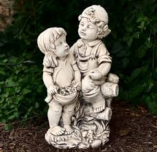Buy Boy And Girl With Flowers Concrete