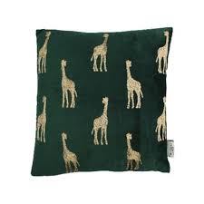 cushion giraffe velvet green 45x45cm
