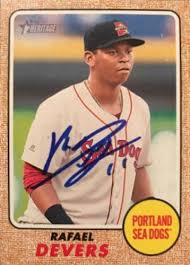 Psa and beckett graded cards with jordan, certified signed, relics, rookies. 2017 Topps Rafael Devers Baseball Autographed Trading Card Baseball Baseball Trading Cards Baseball Cards
