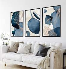 Blue Abstract Wall Artset Of 3