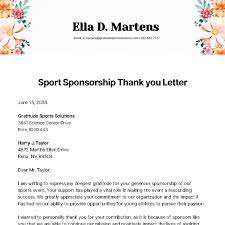 sports sponsorship thank you letter