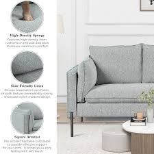 straight linen fabric top gray sofa set