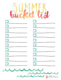Summer Bucket List Printable And Lots Of Other Great