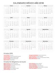 Este calendario anual está listo para imprimir, en a4 o carta. Calendario De Mexico Ano 2018 Dias Festivos
