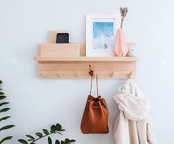 Wooden Wall Organizer With Shelf And