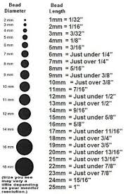 Bead Sizes Chart For Information Only Not For Sale Etsy