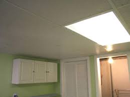drop ceiling in a basement laundry