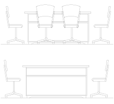 6 seat conference table dwg cad block