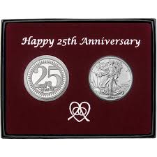 silver anniversary gift silver round