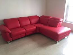 l shape red leather sofa for home
