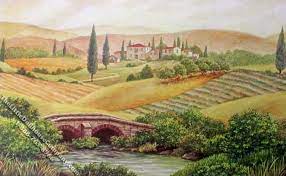 Tuscan Landscape Scene Miniature Mural