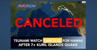 A tsunami watch was issued for hawaii on wednesday evening following a large earthquake off the alaska peninsula.according to honolulu star advertiser, the pacific tsunami warning center listed. Canceled Hawaii Tsunami Watch Canceled After 7 Kuril Islands Earthquake Maui Now