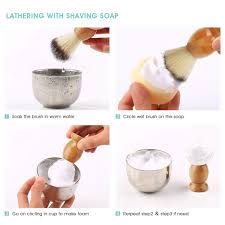 Use hot water but don't overfill as you don't want the wooden handle to absorb too much water. Segbeauty Beard Lather Brush Beard Shaving Soap Bowl