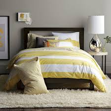Striped Duvet Cover And Shams In White