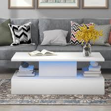 Table White Rectangle Wood Coffee Table